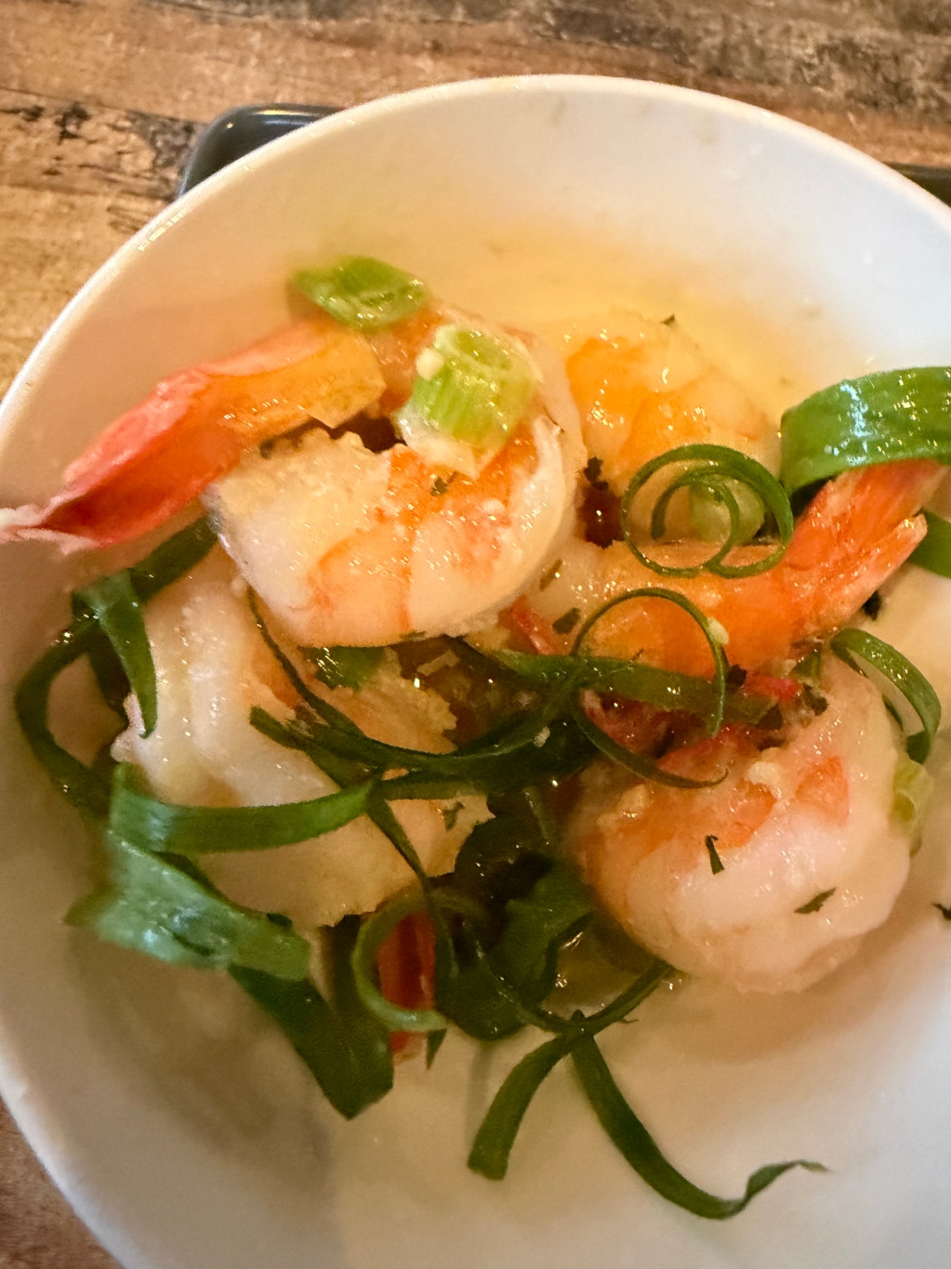 Garlic prawns at a local Magnetic Island restaurant — fresh seafood nearby