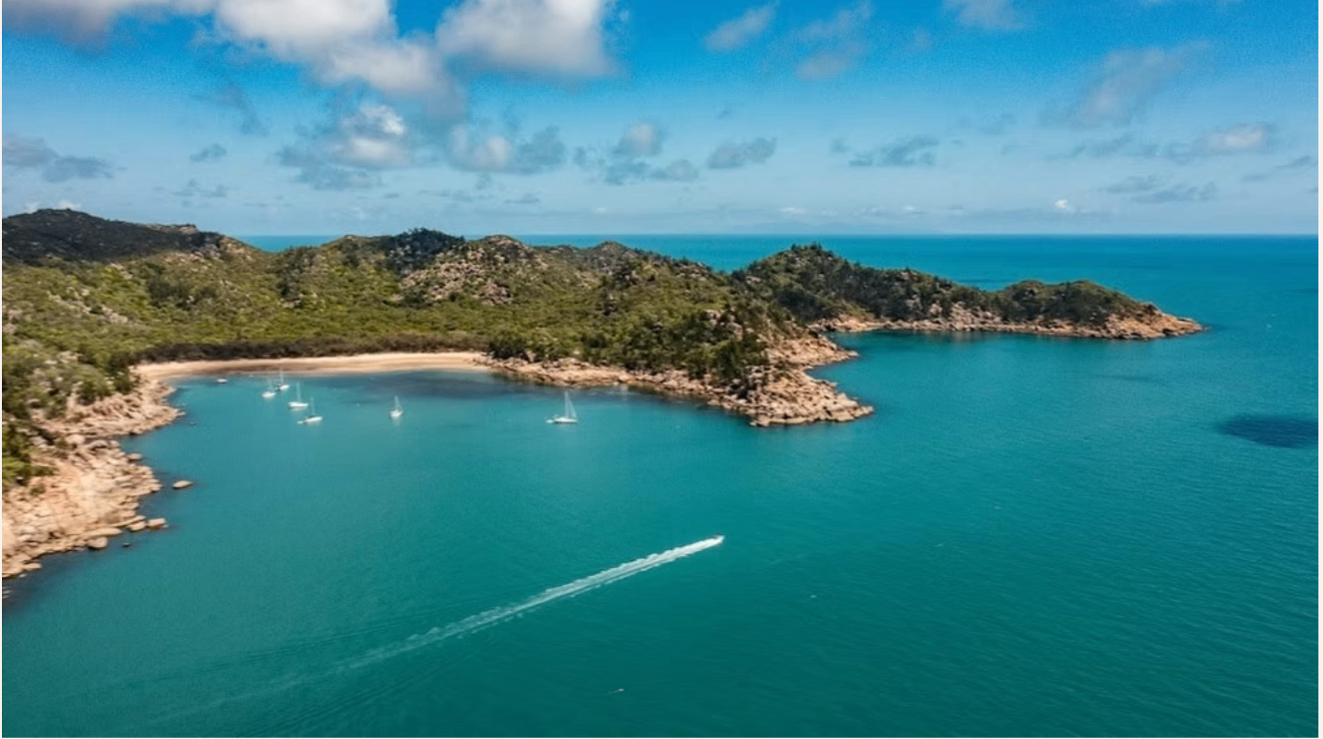 Aerial view over a bay on Magnetic Island